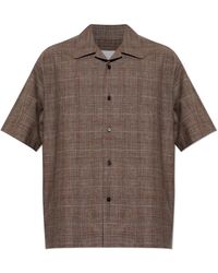 Jil Sander - Overhemden ,Bruin ,Wol Wool Short-Sleeved Shirt - Lyst