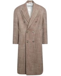 Ami Paris - Jassen ,Bruin ,Wol Dubbele Rij Lange Comfortabele Jas - Lyst