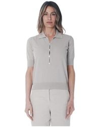 Alpha Studio - Tops ,Polo Met Korte Mouwen En Lange Sluiting Met Vier Knopen - Lyst