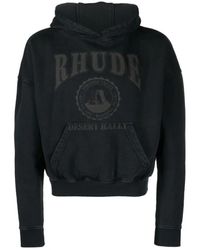 Rhude - Schwarzer hoodie mit logo-print - Lyst