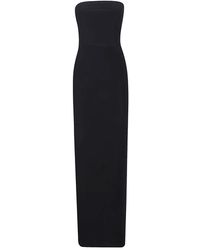 Norma Kamali - Kleedjes ,Zwart ,Polyester Strapless Lange Jurk - Lyst