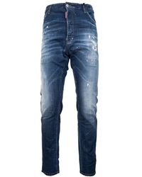 DSquared² - Jeans ,Blauw ,Katoen Herenknoop Jeans Met Gebruikte Details - Lyst