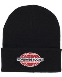 USUAL - Accessoires ,Zwart ,Zwarte Beanie Muts Met Borduursel - Lyst