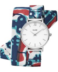 Cluse - Damen Armbanduhr Minuit Mino 33 Mm Wickel-Stoffarmband Armband Stoff Cl30058 - Lyst