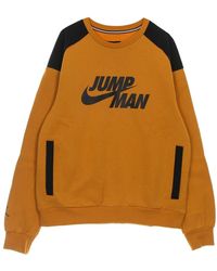 Nike - Fitness ,Bruin ,Katoen Sweatshirt Met Ronde Hals En Ribdetails - Lyst