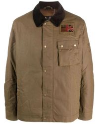 Barbour - Jassen ,Bruin ,Katoen Katoenen Spreidkraag Jas Bruin/Zwart - Lyst