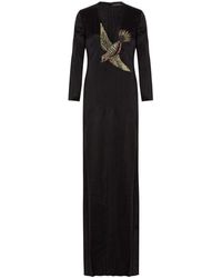 Gucci Runway Crystal Bird Verfraaid Zijden Japon - Zwart