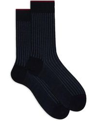 Gallo - Kurze Blaue Zwillingsrippen-Baumwoll- Und Wollsocken Für Herren - Lyst