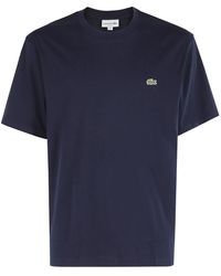 Lacoste - Tops ,Blauw ,Katoen Classic Fit Katoenen T-Shirt - Lyst