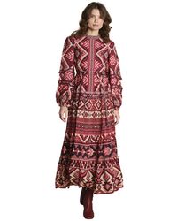FARM Rio - Graphic Ainika Maxi-Jurk Met Ceintuur En Stroken - Lyst