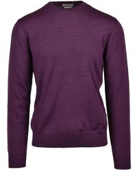 Ballantyne - Truien & Vesten ,Paars ,Wol Wol Ronde Hals Pullover Trui - Lyst