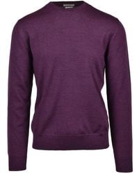Ballantyne - Truien & Vesten ,Paars ,Wol Wol Ronde Hals Pullover Trui - Lyst