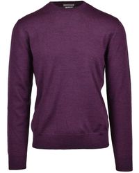 Ballantyne - Truien & Vesten ,Paars ,Wol Wol Ronde Hals Pullover Trui - Lyst