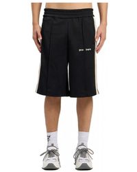Palm Angels - Korte Broeken ,Zwart ,Polyester Classic Logo Track Shorts - Lyst