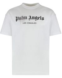 Palm Angels - Tops ,Wit ,Katoen Rondhals T-Shirt Van Katoen - Lyst