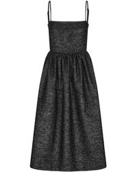 Stine Goya - Kleedjes ,Zwart ,Elegante Midi Jurk Met Dunne Bandjes - Lyst