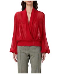 Philosophy Di Lorenzo Serafini - Overhemden ,Rood ,Zijden Wikkelblouse - Lyst