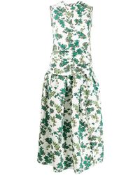 Victoria Beckham Ruched Front Dress In Ditsy Floral Print - Groen