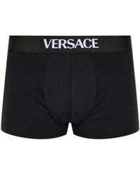 Versace - Ondergoed ,Zwart ,Katoen 2-Pack Katoenen Boxers Met Logo - Lyst
