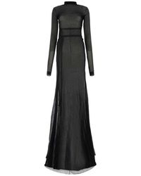 Ann Demeulemeester - Langärmliges maxi-kleid mit rundhalsausschnitt - Lyst