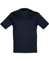 Circolo 1901 - T-shirt blu in cotone con taschino - Lyst