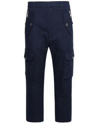 Balmain - Broeken ,Blauw ,Katoen Blauwe Katoenen Broek Met Meerdere Zakken - Lyst