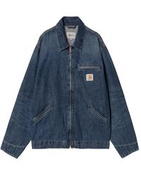 Carhartt - Jassen ,Blauw ,Denim Zwart Denim Jack Met Ritssluiting - Lyst