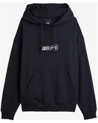 Y-3 - Hoodies & Sweatvesten ,Zwart ,Katoen Brushed Terry Gfx Hoodie - Lyst