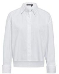 MARC AUREL - Weißes Oversize-Hemd Mit Lurexstreifen - Lyst