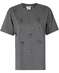 Isabelle Blanche - Tops ,Grijs ,Katoen T-Shirt Met Pofmouwen - Lyst