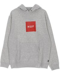 Huf - Hoodies & Sweatvesten ,Grijs ,Katoen Logo Hoodie Athletic Heather - Lyst