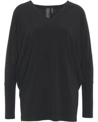 Norma Kamali - Schwarzes V-Ausschnitt Oversize T-Shirt - Lyst