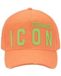 DSquared² - Accessoires ,Oranje ,Katoen Icon Baseballpet Met Gesp Sluiting - Lyst