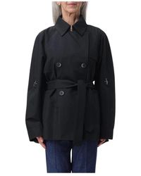 Fay - Zwarte Trenchcoat Met Riem - Lyst