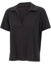 Kaos - Tops ,Zwart ,Nylon V-Hals T-Shirt Met Korte Mouwen - Lyst