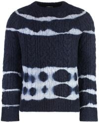 Malo - Truien & Vesten ,Blauw ,Wol Geribbelde Crew-Neck Alpaca Trui - Lyst