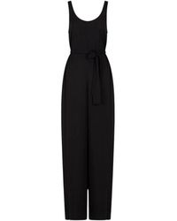 ARMANI EXCHANGE - Jumpsuits & Playsuits ,Zwart ,Zwarte Mouwloze Jumpsuit Jurk Met Riem - Lyst