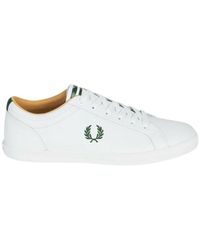 Fred Perry Leder Baseline twill in Weiß für Herren | Lyst DE