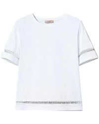 Twinset - Baumwoll t-shirt mit gesticktem logo - Lyst