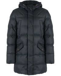 Geox - Jassen ,Zwart ,Polyester Gewatteerde Parka Met Capuchon - Lyst