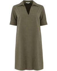Antonelli - Kleedjes ,Groen ,Katoen Nicla V-Neck Jurk - Lyst
