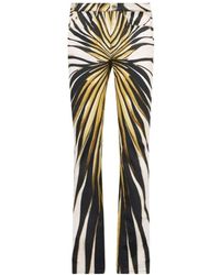 Roberto Cavalli - Broeken ,Veelkleurig ,Katoen Gouden Print Skinny Katoenen Broek - Lyst