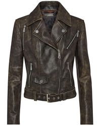 Philipp Plein - Shoulder Padded Leather Biker Jacket - Lyst