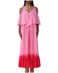 Pinko - Kleedjes ,Roze ,Polyester Chique Asymmetrische Zoom Midi Jurk - Lyst