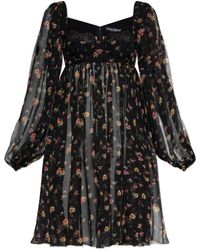 Dolce & Gabbana - Korte Chiffon Jurk Met Kleine Bloemenprint - Lyst