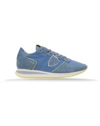 Philippe Model - Schoenen ,Blauw ,Suède Veterschoenen Voor Stijlvol Ontwerp - Lyst