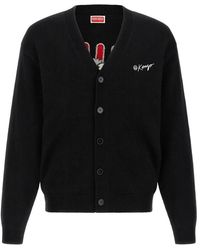 KENZO - Truien & Vesten ,Zwart ,Katoen Wild Tiger Cardigan - Lyst