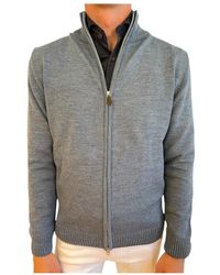 Stenströms - Truien & Vesten ,Blauw ,Wol Blauw Merino Zip Vest - Lyst