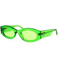 The Attico - Grüne ovale sonnenbrille mit silbernem logo - Lyst