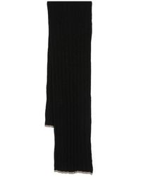 Brunello Cucinelli - Accessoires ,Zwart ,Kasjmier Zwart Kasjmier Geribbeld Gebreid Sjaal - Lyst